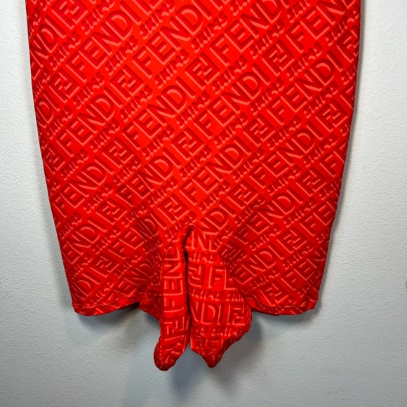 Skims X Fendi Women's Sleeveless Mid Thigh Bodysuit Georgia Orange Stretch Sz XS - Picture 4 of 12